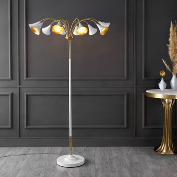 Vivian 61" 10-Light Mid-Century Modern Iron Medusa Multi Head LED Floor Lamp - JONATHAN Y